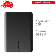 TOSHIBA - Disco Externo 2 TB USB 3.0 + FUNDA GRATIS