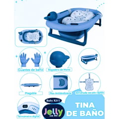 BABY KITS - Bañera Tina de Baño Plegable JELLY con Termostato Azul