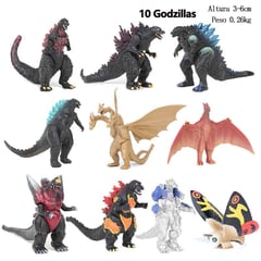 10 adornos de dinosaurios de juguete de anime Godzilla