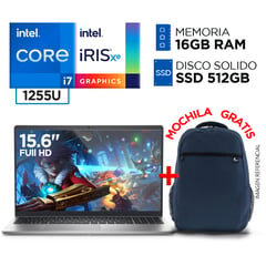 DELL - Laptop Intel Core i7 1255U 16GB 512GB INSPIRON 15 12° Gen 15.6" Full HD IPS + MOCHILA GRATIS