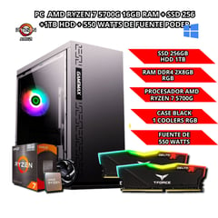 AMD - PC GAMER 7 5700G + 16GB RAM + 256GB SSD + 1TB HDD