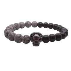 LUCYANA JOYAS Y ACCESORIOS - Pulsera para Hombre de Calavera con Audífonos con Cuarzo Ónix