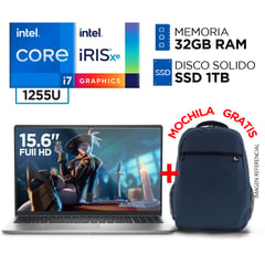 Laptop Intel Core i7 1255U 32GB 1TB INSPIRON 15 12° Gen 15.6" Full HD IPS + MOCHILA GRATIS