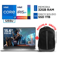 DELL - Laptop Intel Core i7 1255U 32GB 1TB INSPIRON 15 12° Gen 15.6" Full HD IPS + MOCHILA GRATIS