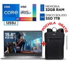 DELL - Laptop Dell Intel Core i7 1255U 32GB 1TB INSPIRON 15 12° Gen 15.6" Full HD IPS + MOCHILA GRATIS
