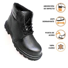 GENERICO - Zapatos de seguridad industrial punta acero 100% cuero