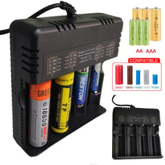 BESTON - Cargador de pilas baterías recargables 4 puestos AA AAA 18650 26650