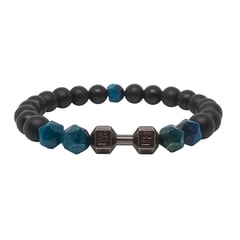 LUCYANA JOYAS Y ACCESORIOS - Pulsera para Hombre de Mancuerna Gym Cuarzo Ónix y Ojo de Tigre Azul