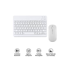 GENERICO - Teclado Mouse Inalámbrico Bluetooth Blanco