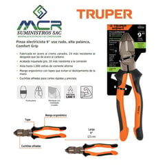 TRUPER - Alicate o Pinza universal 9¨ uso rudo alta palanca Comfort Grip