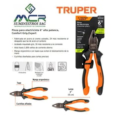 TRUPER - Alicate o Pinza universal electricista 6 Comfort Grip