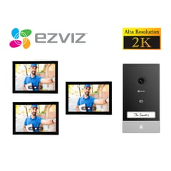 EZVIZ - Kit Videoportero Inteligente HP7 2K Exterior Eviz + 2 MONITORES