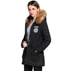 GENERICO - Casaca Abrigo para Mujer - Modelo Parka - Color Negro