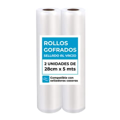 GENERICO - Pack 2 Rollos 28 Cm x 5 Mts Bolsas Sellado al vacío