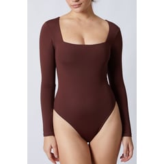 CRUCERO SWIM Y BEACHWEAR - Body cuello cuadrado manga larga - Mujer