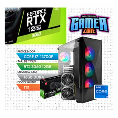 Computadora PC Gamer Core i7 13700F + RAM 16GB + SSD 1TB + VIDEO RTX 3060 12GB