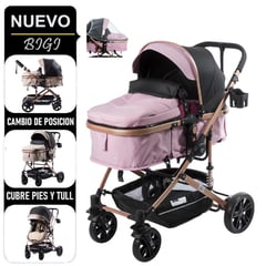 EBABY - Coche de Lujo Moises Bigi con Tull Rosado