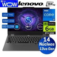 LENOVO - Laptop LOQ 15IRX9 156 FHD IPS Core i7-13650HX Ram 12GB Ssd 512GB Rtx 3050 Free Dos