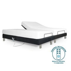 JHS - Cama Box tarima articulada Ergoflex Queen Doble+colchón hipoalergénico