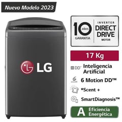 LG - Lavadora 17kg AI DD Carga Superior WT17BV6 Negro Claro