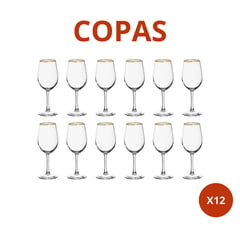 ALLEGRA - SET X 12 COPAS VINO LBIZA GOLD FILO DORADO