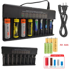 BESTON - Cargador de pilas baterías recargables 8 puestos AA AAA 18650 26650