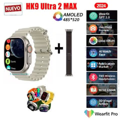 GENERICO - Smartwatch Deportivo HK9 Ultra 2 Max Plateado Blanco