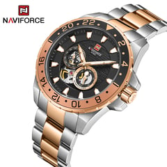 NAVIFORCE - Reloj Hombre de Lujo NF1003 Plata Oro Automático Inoxidable