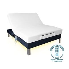 JHS - Cama Box tarima articulada Lumiflex Queen + colchón hipoalergénico