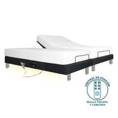 JHS - Cama Box tarima articulada Lumiflex Queen Doble+colchón hipoalergénico