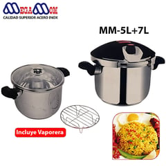 MEGAMOM - Olla a Presión 2 EN 1 Acero Inoxidable 5 Lts -7Lts