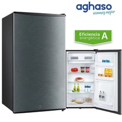 AGHASO - Frigobar con Llave REFR-AGH08 90LT Silver con Negro