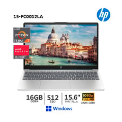 HP - Laptop 15-FC0012LA AMD Ryzen 7 7730U 16Gb Ram/ 512Gb SSD/ 15.6”FHD/Radeon Graphics/ Wind/ 802N1LA