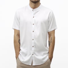 AMERICAN EXCHANGE - Camisa Cuello Neru Blanco De Hombre -