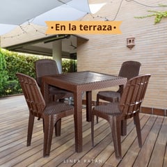 QPLAST - SET TERRAZA MESA RATAN + 4 SILLAS RATAN ELEGANTE