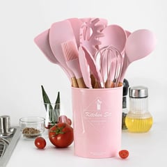 OEM - Set de Utensilio para Cocina de Silicona Multifuncional 12 pzas Rosado