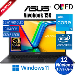 Laptop Vivobook 15X K3504VA-L1244W 15.6" FHD OLED, Core i5-1340P, Ram 8GB, Ssd 512GB, Win 11