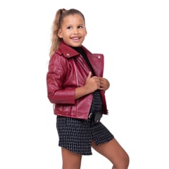 MODA BY ATHENA - Chaqueta de Cuerina Estilo Motociclista Para Niña