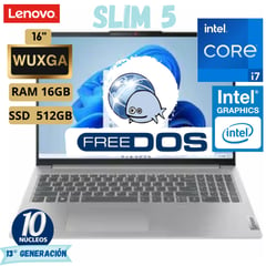 LENOVO - Laptop Slim 5 16Irl8 Core I7 - 13620H, 16"Wuxga, Ram 16Gb, Ssd 512Gb, Free Dos