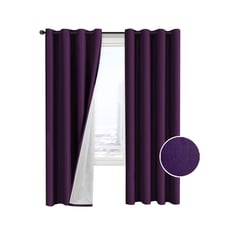 GENERICO - Cortina Blackout 100% Lino Textura Térmica Engomada - Violeta