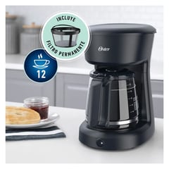 OSTER - CAFETERA 12 tazas con filtro permanente BVSTDCS12B NEGRO