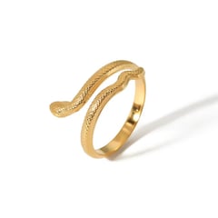 GENERICO - Anillo DMerys Doble Snake para Mujer - Dorado Regulable