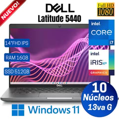 Laptops LATITUDE 5440 14" FHD IPS, Core i7-1355U-13va Gen, Ram 16GB, 512GB SSD, Win 11 Pro
