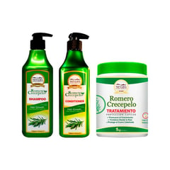 NEVADA NATURAL PRODUCTS - Shampoo y Acondicionador 520ml + Cremero 1Kg Romero Crecepelo