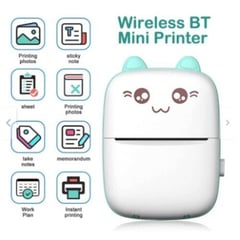 GENERICO - Mini Impresora Portatil Kawai de Gatito Recargable con Bluetooth Rosa