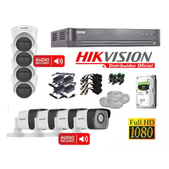 HIKVISION - KIT DE 6 CAMARAS FULL HD CON AUDIO 7208_KIT6_AUDIO