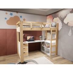 MUEBLES MACRUMO - Camarote Pino de 1x 5 + Escritorio + Organizador