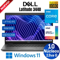 Laptop Latitude 3440 14" Fhd Ips, Core I5-1335u-13va Gen, Ram 8gb, 512 Ssd, Win 11 Pro