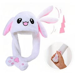 IMPORTADO - Gorro De Conejo Con Luces Con Orejas Móviles Gorrito Kawaii - Blanco