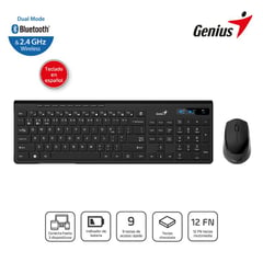 GENIUS - Teclado con Mouse Slimstar 8230 bluetooth multimedia sp black